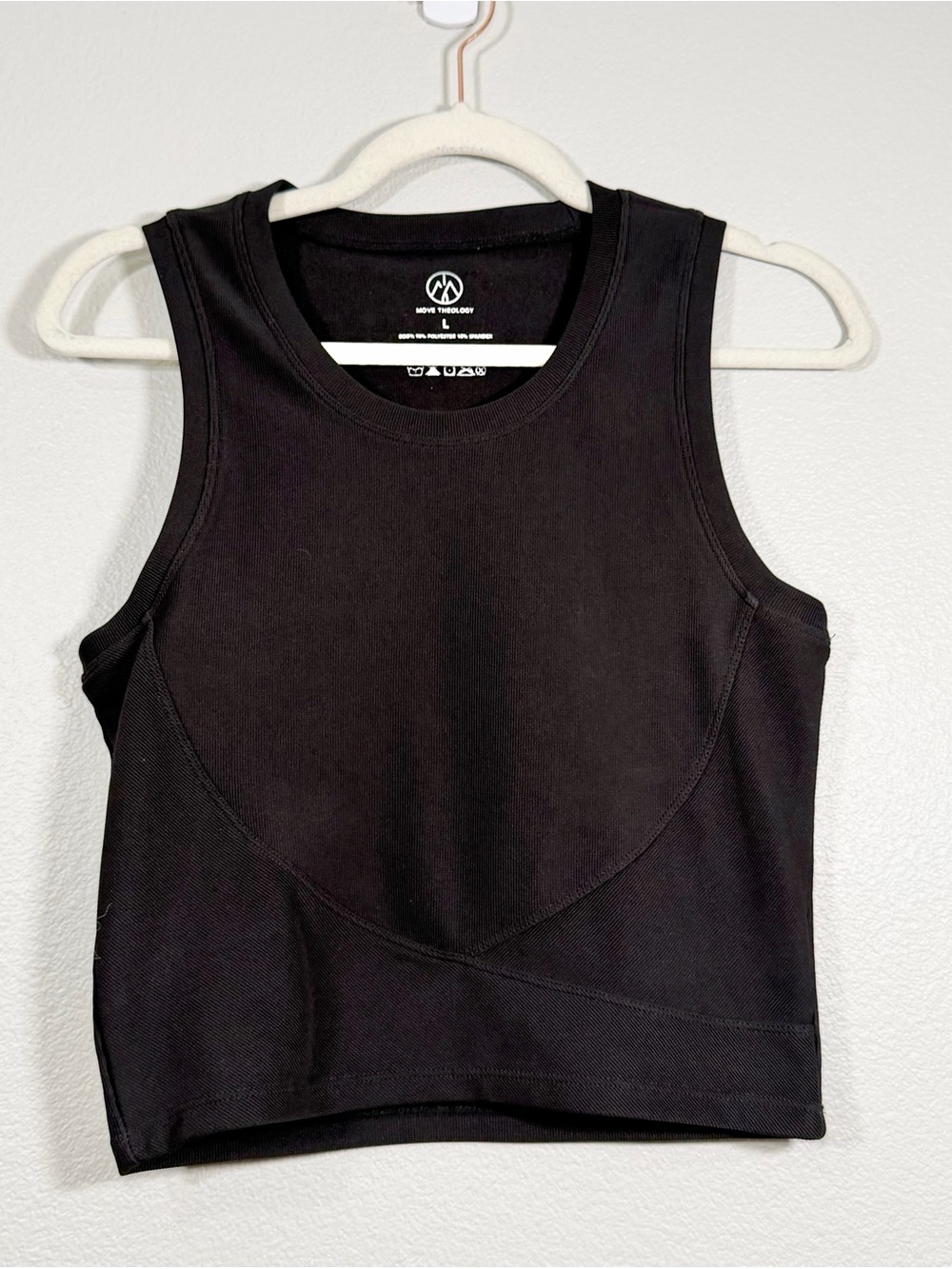 Move Theology Shirt Black Athletic Tank Top Ribbed Cropped Crossover Gym Women L
